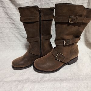Brown Suede Mid Calf Boots in Size 6